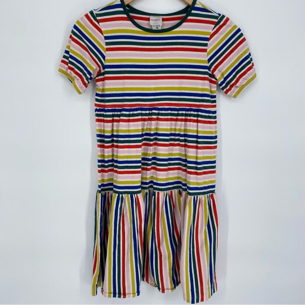 Hanna Andersson Girls Tiered Colorful Striped Dress Cotton 10